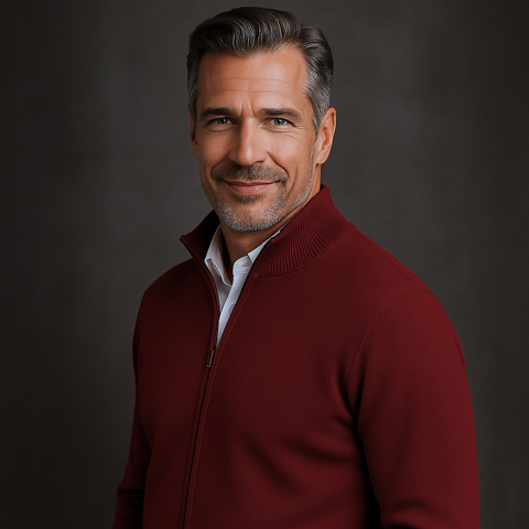 Pulover bărbătesc Premium Zip-UP - Roșu Imperial