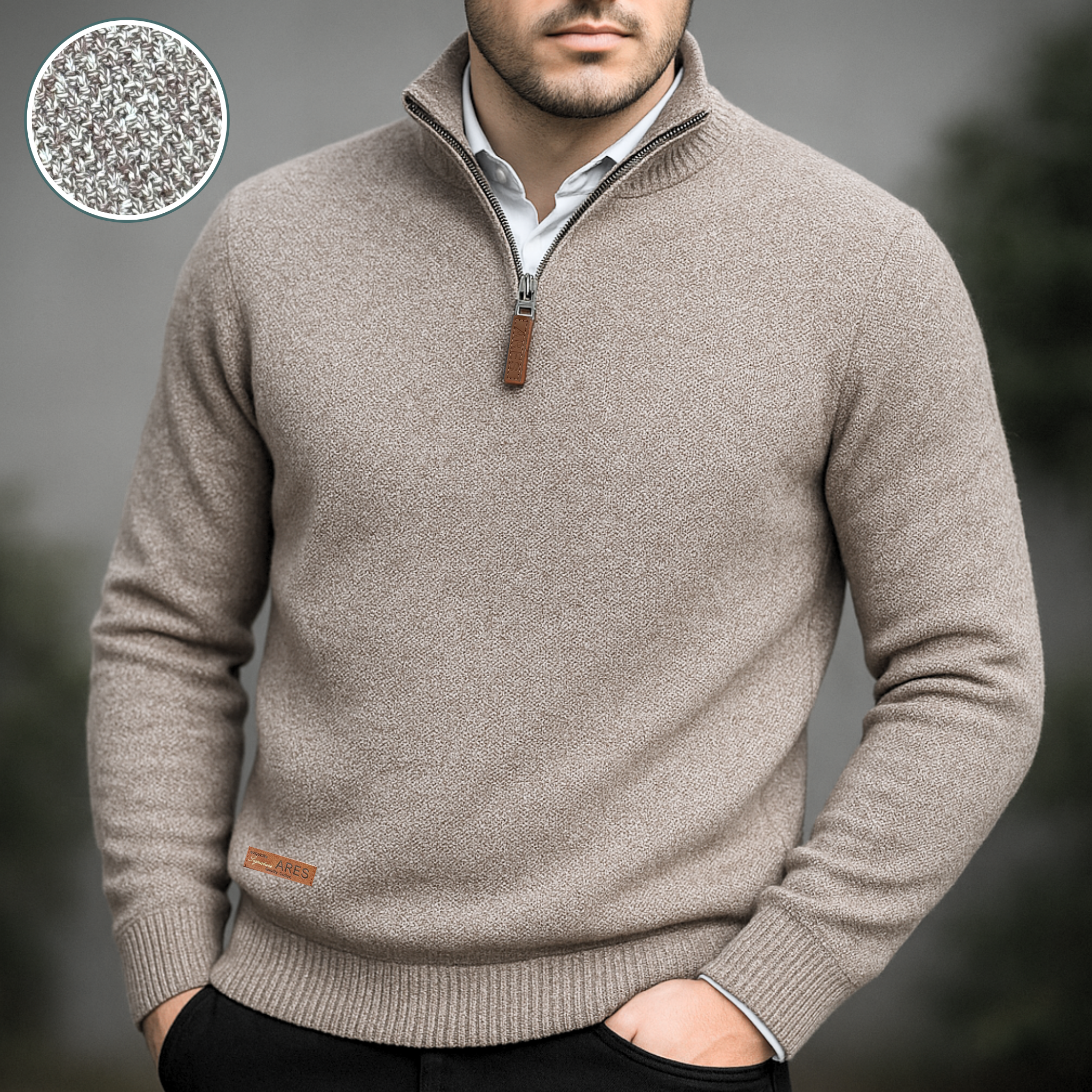 Orlebar ニットポロ ULTERIOR Brown Merino Hooded Zip-Through Fit Classic Iris Night | トップス