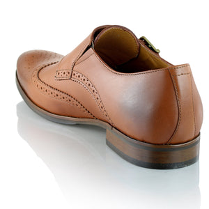 Pantofi barbatesti din piele - Double Monk - Maro Cognac