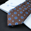a close up of a tie on a table