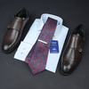 a tie, dress shirt, and dress shoes are laid out