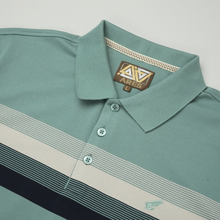 Tricou Polo pentru bărbați - ARES - CAPRI - Verde pal cu bleumarin și bej
