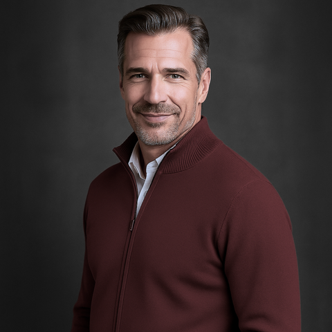 Pulover bărbătesc Premium Zip-UP - Vișiniu