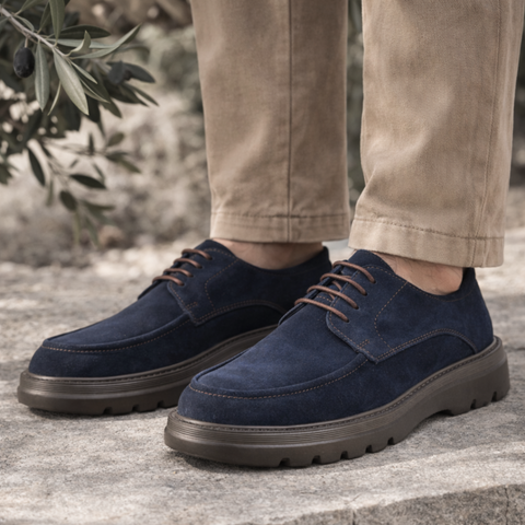 Pantofi bărbătești din piele - ZENMAN UltraLIGHT - Bleumarin Velur