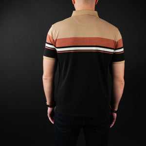 Tricou Polo pentru bărbați - Ares - CLASS - Bej cu negru și cărămiziu