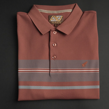 Tricou cu mânecă lungă pentru bărbați - Ares - Urban STRIPE - Cărămiziu cu maro