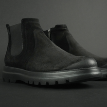 Ghete piele naturală - York - Negru Velur