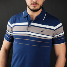 Tricou Polo pentru bărbați - Ares - Harvey - Bleumarin cu alb și bej