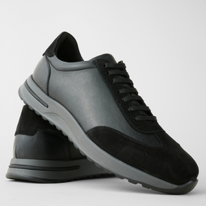 Pantofi bărbătești din piele - Prestige+ - Negru cu gri