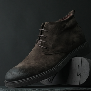 Ghete piele naturală velur  - Tucson - Maro WAX EFFECT