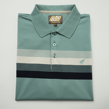 Tricou Polo pentru bărbați - ARES - CAPRI - Verde pal cu bleumarin și bej