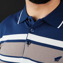 Tricou Polo pentru bărbați - Ares - Harvey - Bleumarin cu alb și bej