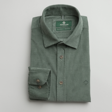 Cămașă din raiat fin - ZENMAN RoyalTOUCH™ - Corduroy EDITION - Verde Salvie