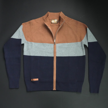 Pulover cu fermoar Ares - ATLAS - Cărămiziu cu gri și bleumarin