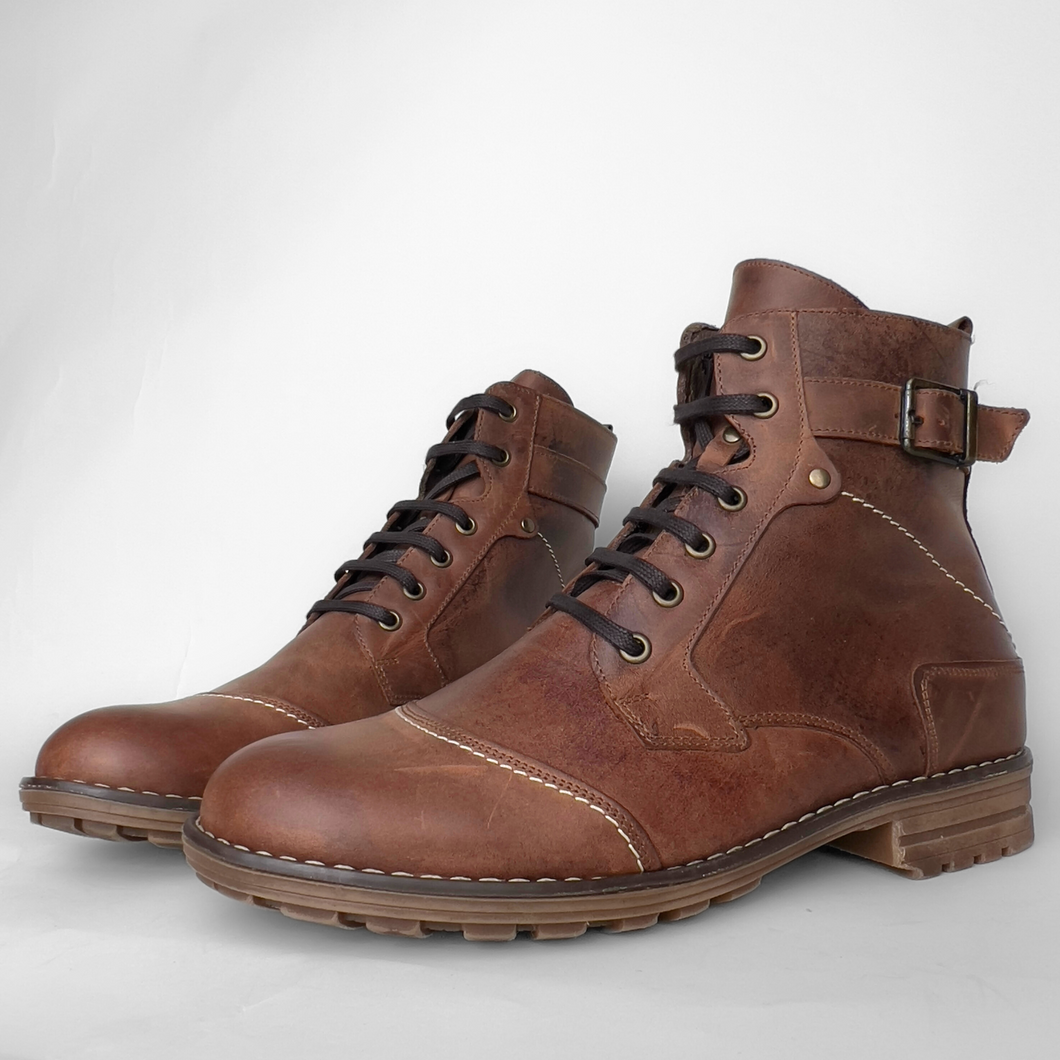 Ghete piele naturală - Vintage Army - Maro Vintage