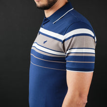 Tricou Polo pentru bărbați - Ares - Harvey - Bleumarin cu alb și bej