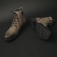 Ghete vintage din piele naturală velur - Gary - Bej - WAX Effect