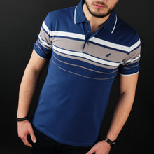 Tricou Polo pentru bărbați - Ares - Harvey - Bleumarin cu alb și bej