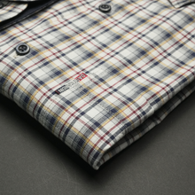 Cămașă bărbătească - Haiducescu - Alb cu bleumarin și galben