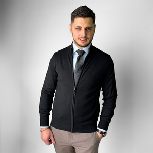 Pulover bărbătesc Premium Zip-UP - Negru