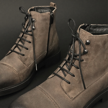 Ghete vintage din piele naturală velur - Gary - Bej - WAX Effect