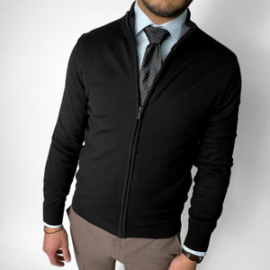 Pulover bărbătesc Premium Zip-UP - Negru