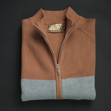 Pulover cu fermoar Ares - ATLAS - Cărămiziu cu gri și bleumarin