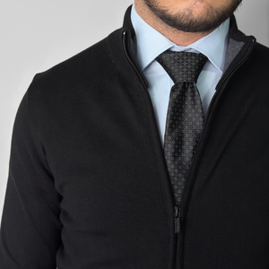 Pulover bărbătesc Premium Zip-UP - Negru