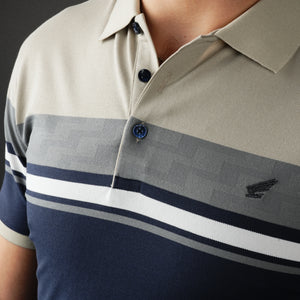 Tricou Polo pentru bărbați - Ares - CLASS - Grej cu bleumarin și gri