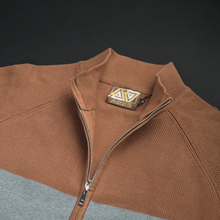 Pulover cu fermoar Ares - ATLAS - Cărămiziu cu gri și bleumarin