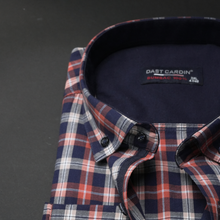 Cămașă bărbătească - Eduard - Portocaliu cu bleumarin și bej