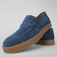 Pantofi bărbătești din piele - DeVille - Bleumarin - Velur