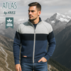 Pulover cu fermoar Ares - ATLAS - Gri cu bleumarin și albastru