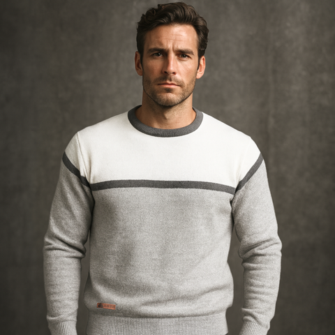 Pulover pentru bărbați - NORTON+ - Alb cu gri