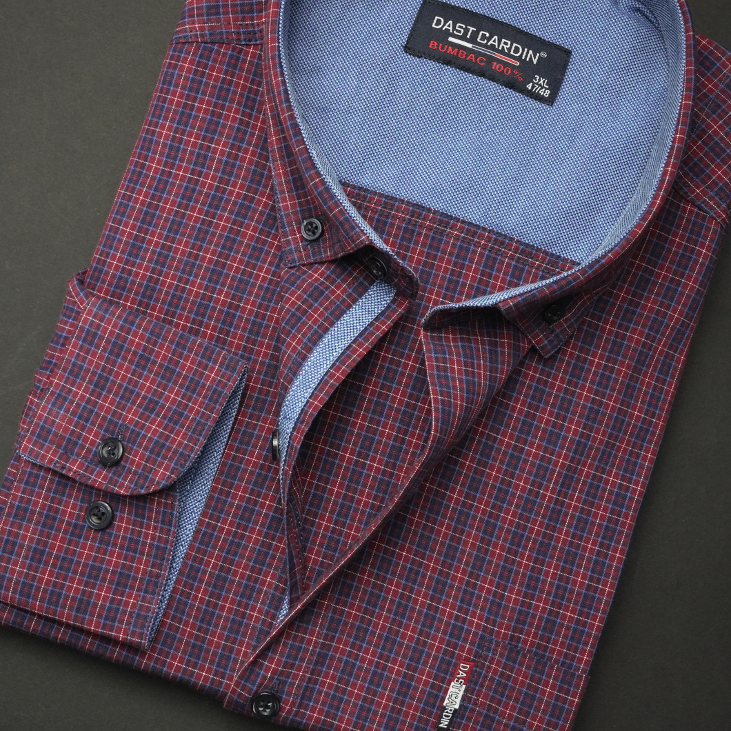 Cămașă pentru bărbați - Nikos - Albastru cu vișiniu și alb