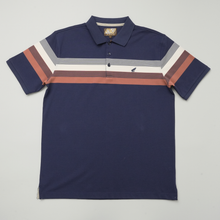 Tricou Polo pentru bărbați - ARES - CAPRI - Bleumarin cu bej și cărămiziu
