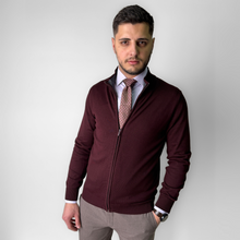 Pulover bărbătesc Premium Zip-UP - Vișiniu