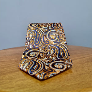 Cravată Grazzie Filipeti - Maro, bleumarin și portocaliu- Model Paisley