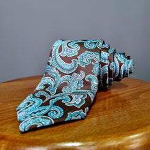 Cravată Grazzie Filipeti - Maro și turcoaz - Model Paisley