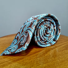 Cravată Grazzie Filipeti - Maro și turcoaz - Model Paisley