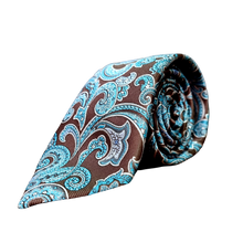 Cravată Grazzie Filipeti - Maro și turcoaz - Model Paisley