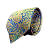 Cravată Grazzie Filipeti - Albastru, muștar și verde - Model Paisley