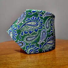 Cravată Grazzie Filipeti - Verde, bleumarin și bej - Model Paisley