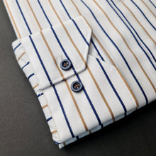 Cămașă Confex - Premium Stripe - Alb cu bleumarin și bej