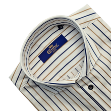 Cămașă Confex - Premium Stripe - Alb cu bleumarin și bej