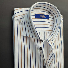 Cămașă Confex - Premium Stripe - Alb cu bleumarin și bej