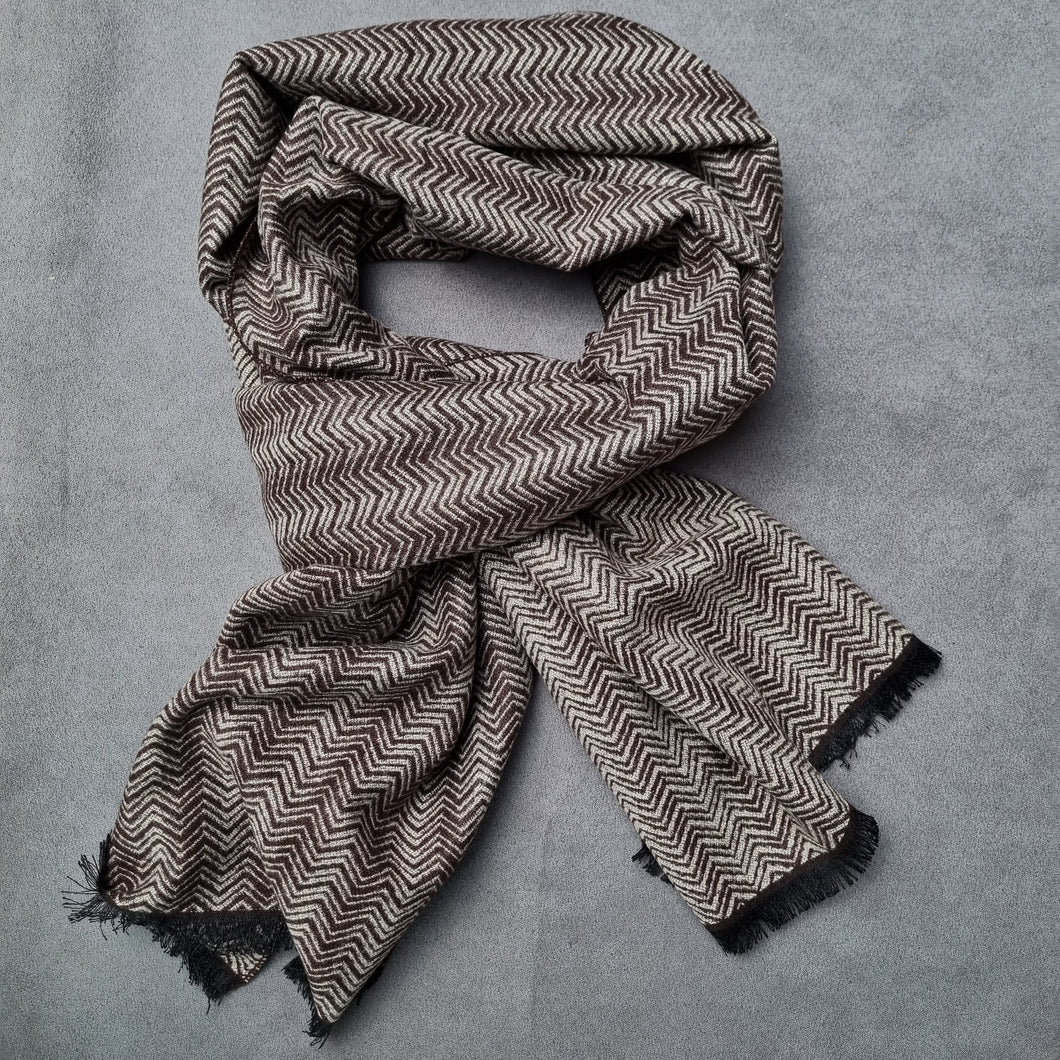 Eșarfă elegantă - Refined Stripes - Bej cu maro