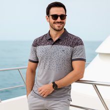 Tricou Polo pentru bărbați - Ares - MALIBU - Maro cu gri