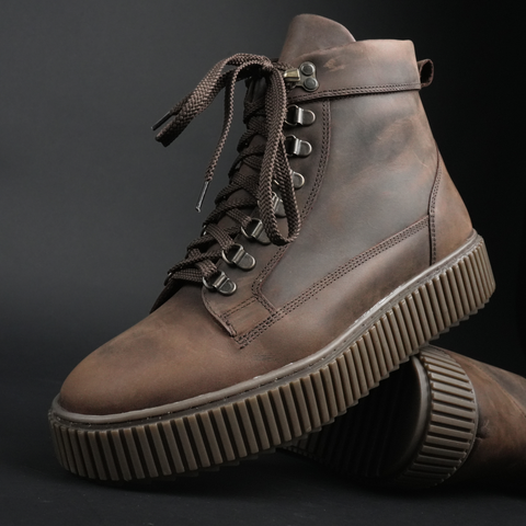 Ghete din piele naturală - ALPIN - Maro antichizat