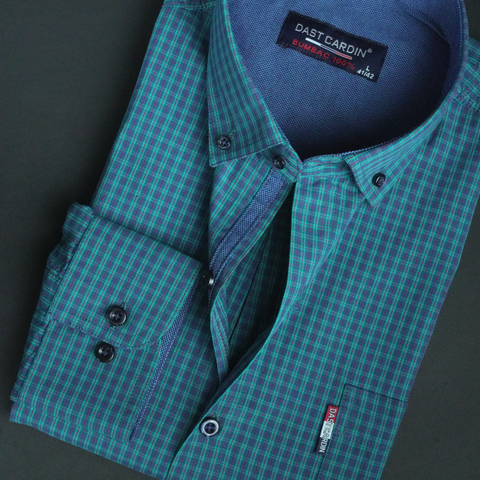 Cămașă pentru bărbați - Napoli - Turcoaz cu albastru și roșu